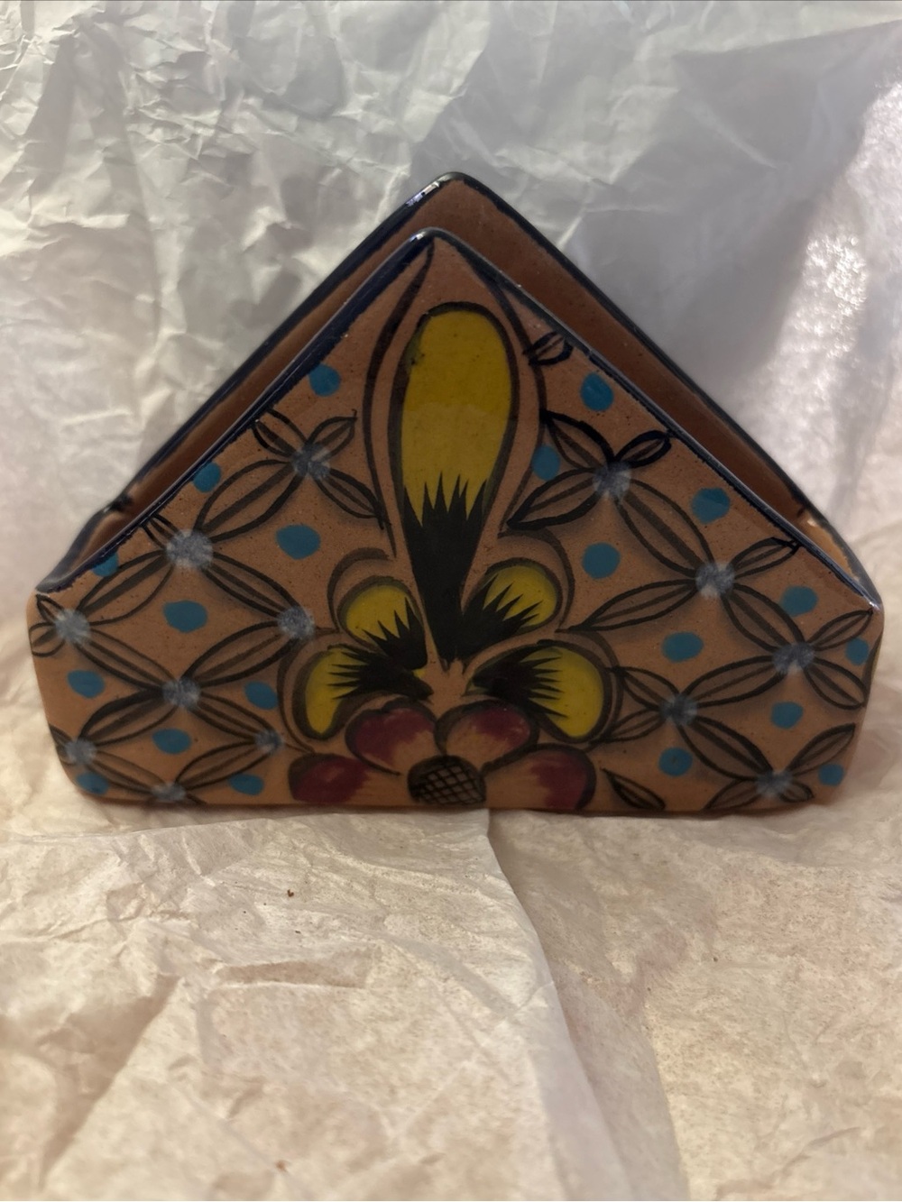 Mexican Talavera Pottery Ceramic Napkins Holder by Tal Rios